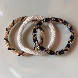 LILY and LAURA roll on beaded bracelet trio